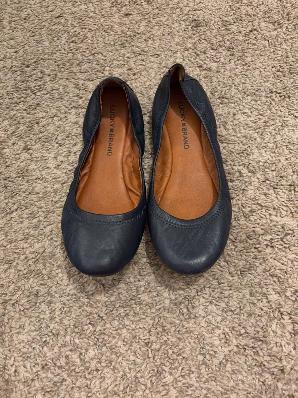 Lucky Brand Navy Blue Leather Ballet Flats Size 7.5M